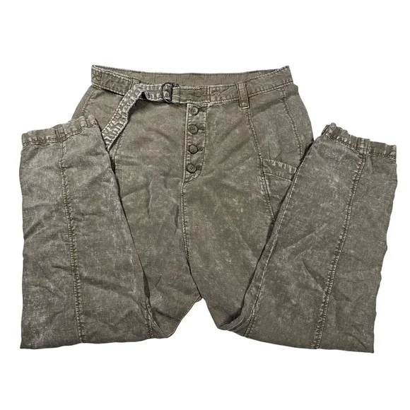 Free People Desert Daze Harem Pants Belted Button Front Olive Women's XS/2 - Picture 7 of 11